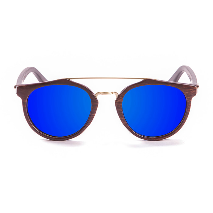 Gafas de sol PALO ALTO RICHMOND WOOD - Marrón oscuro / Revo azul y patilla marrón bambú