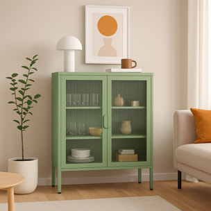 Vetrina in metallo 2 ante con ripiani 80x38x100h cm verde - Pop