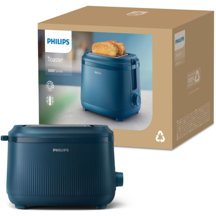 Grille-pain PHILIPS HD2511/70 Toaster bleu Série 3000, 2 fentes, 900W