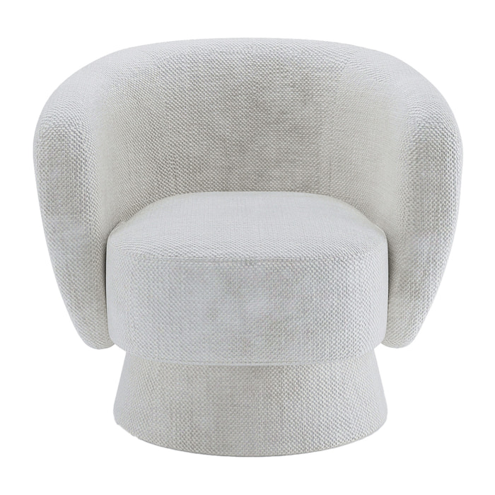 Fauteuil pivotant en tissu chenille blanc