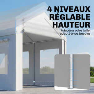 Carport auvent pour voiture 6x3m 8 fenêtres 2 portes zippées acier galvanisé robuste PE haute densité blanc