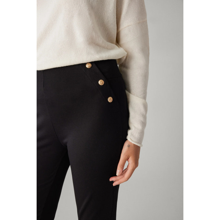 Leggings dritti da donna con bottoni decorativi