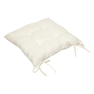 Galette de chaise Soana bouclette blanc ivoire 38x38cm