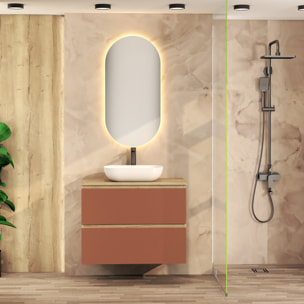 Ensemble de Salle de Bain Nia | Meuble Suspendu | 80 cm Scarlat | Deux Tiroirs |Lavabo sur Plan | Miroir non inclus | Meuble Monté | Alday
