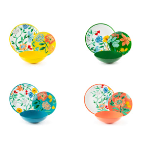 Service assiettes 12 pièces Excelsa – Eze Sur Mer, Porcelaine et Grès Multicolore