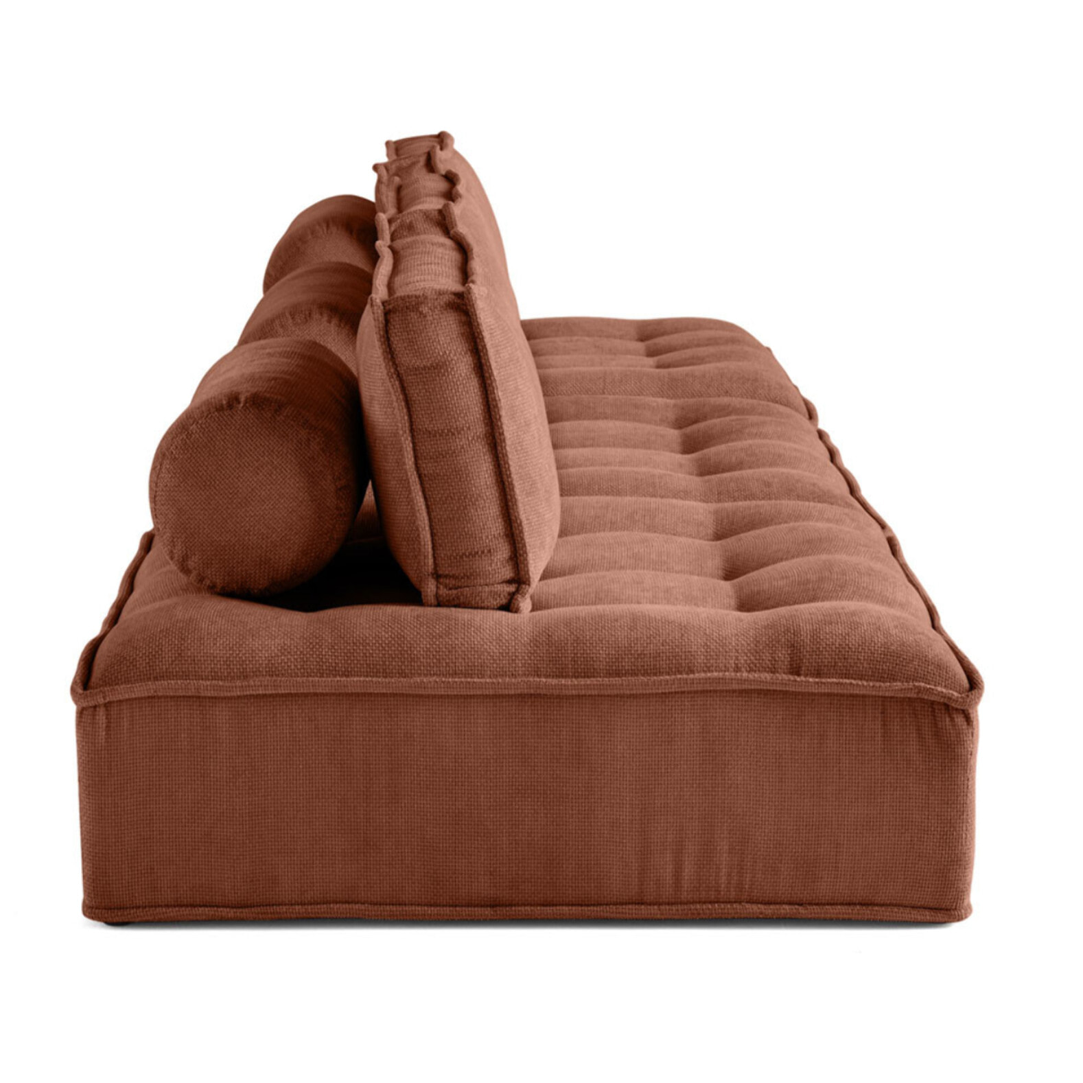 Marisol - canapé modulable droit 3 places - velours texturé - Terracotta