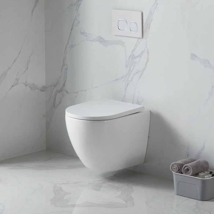 Pack WC Bâti-support + WC sans bride SAT Fusion + Abattant softclose + Plaque Chrome