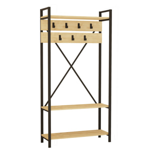 JUBA - Meuble d'entrée style industriel avec étagères et porte-manteaux