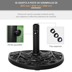 Soporte De Sombrilla Ajustable De Hdpe Φ50x32x32cm Negro