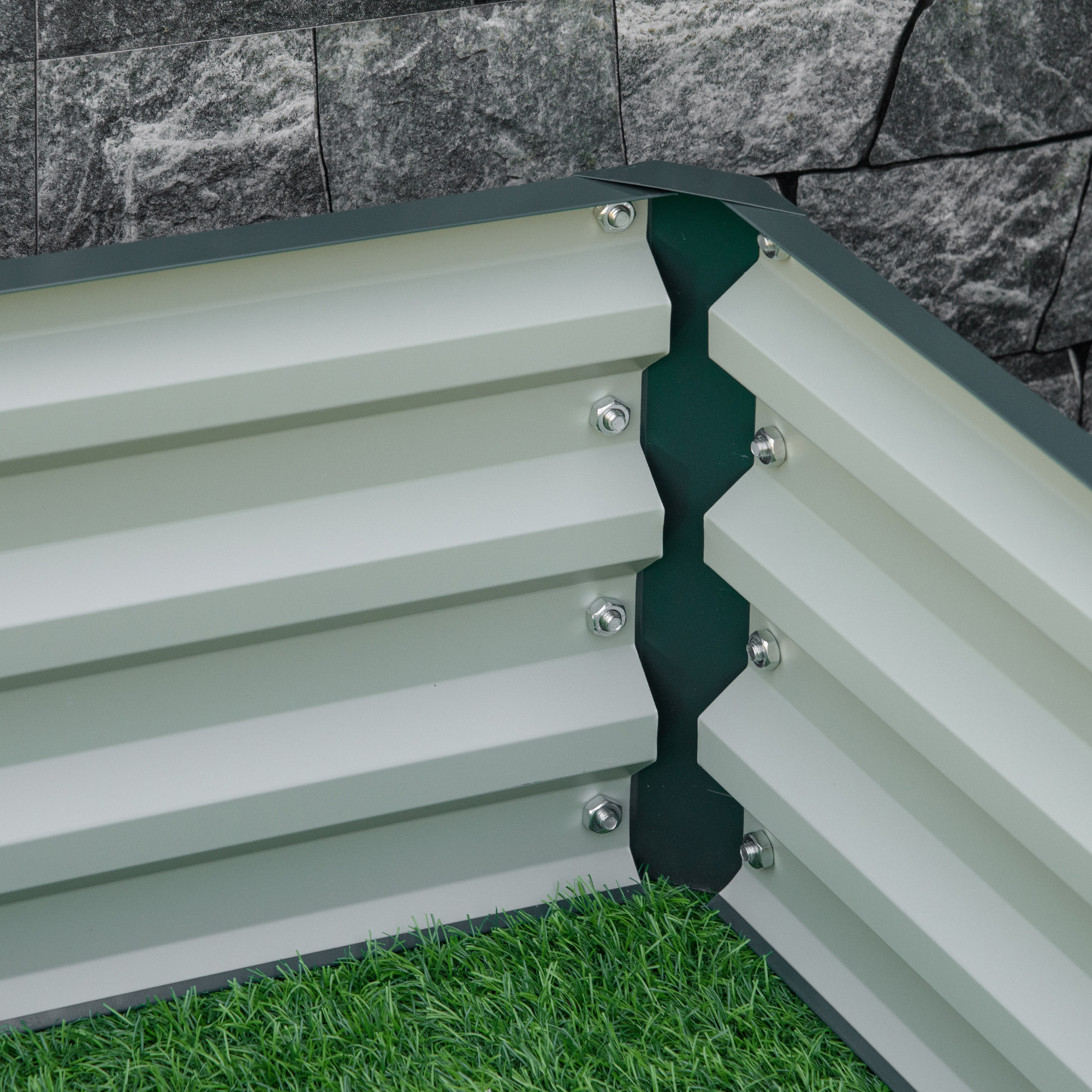 Jardinera Exterior Grande Rectangular de Acero Galvanizado Huerto Urbano para Cultivar Plantas Flores Hierba Macetero Grande Exterior con Base Abierta 120x120x30 cm Verde