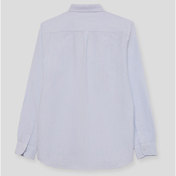 Camisa de Niño a Rayas Celeste: Manga Larga con Botones y Cuello Clásico, 100% Algodón | Color: Celeste | Street Monkey