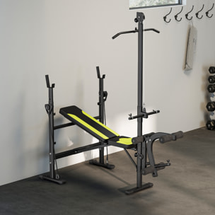 Banco de Pesas Multifuncional Banco de Musculación Reclinable con Altura Ajustable para Fitness Entrenamiento Completo en Gimnasio y Casa Carga 300 kg 175x110x202 cm Negro