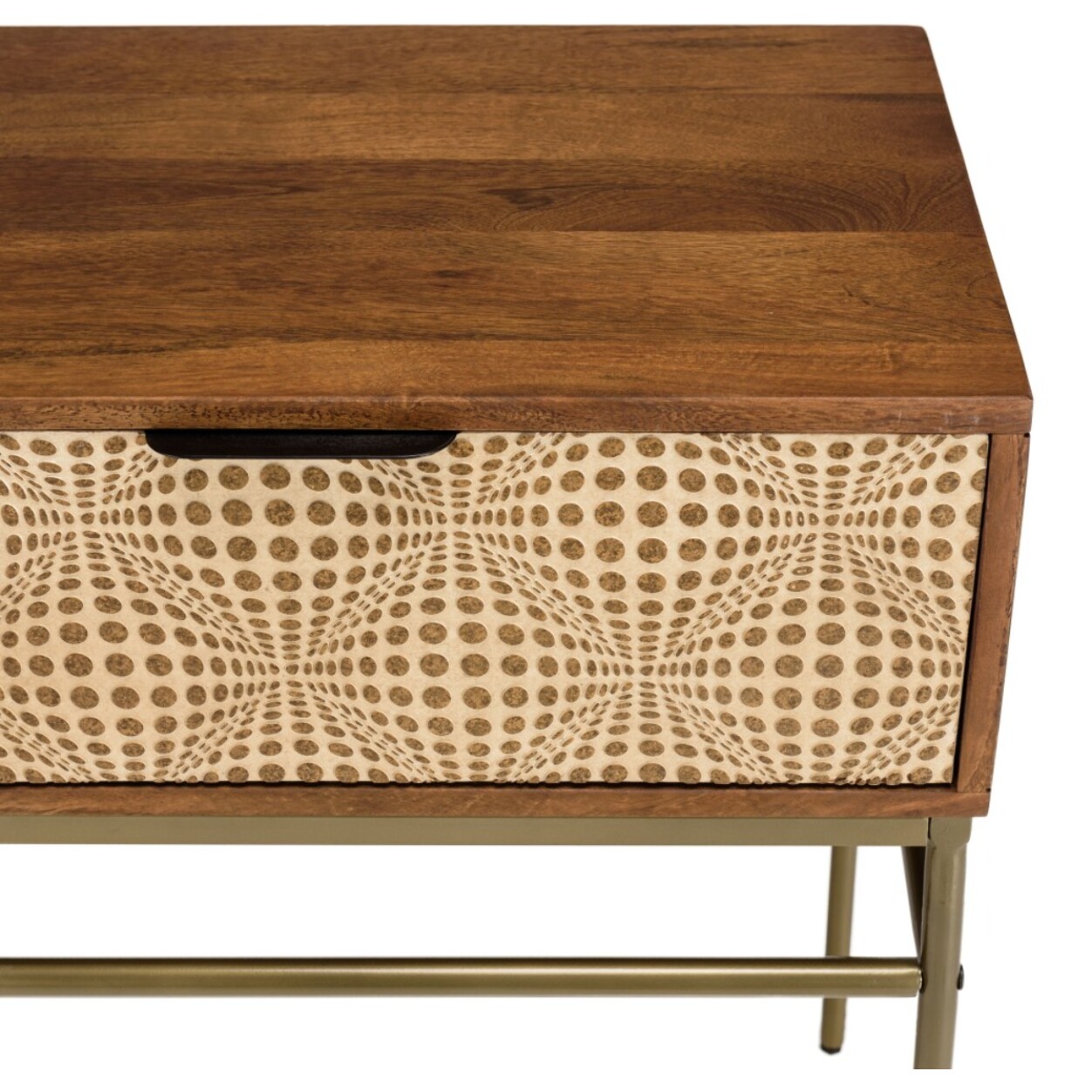 ALIX - Console en bois de manguier 2 tiroirs motifs ethniques