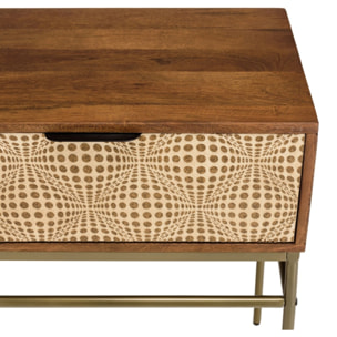 ALIX - Console en bois de manguier 2 tiroirs motifs ethniques