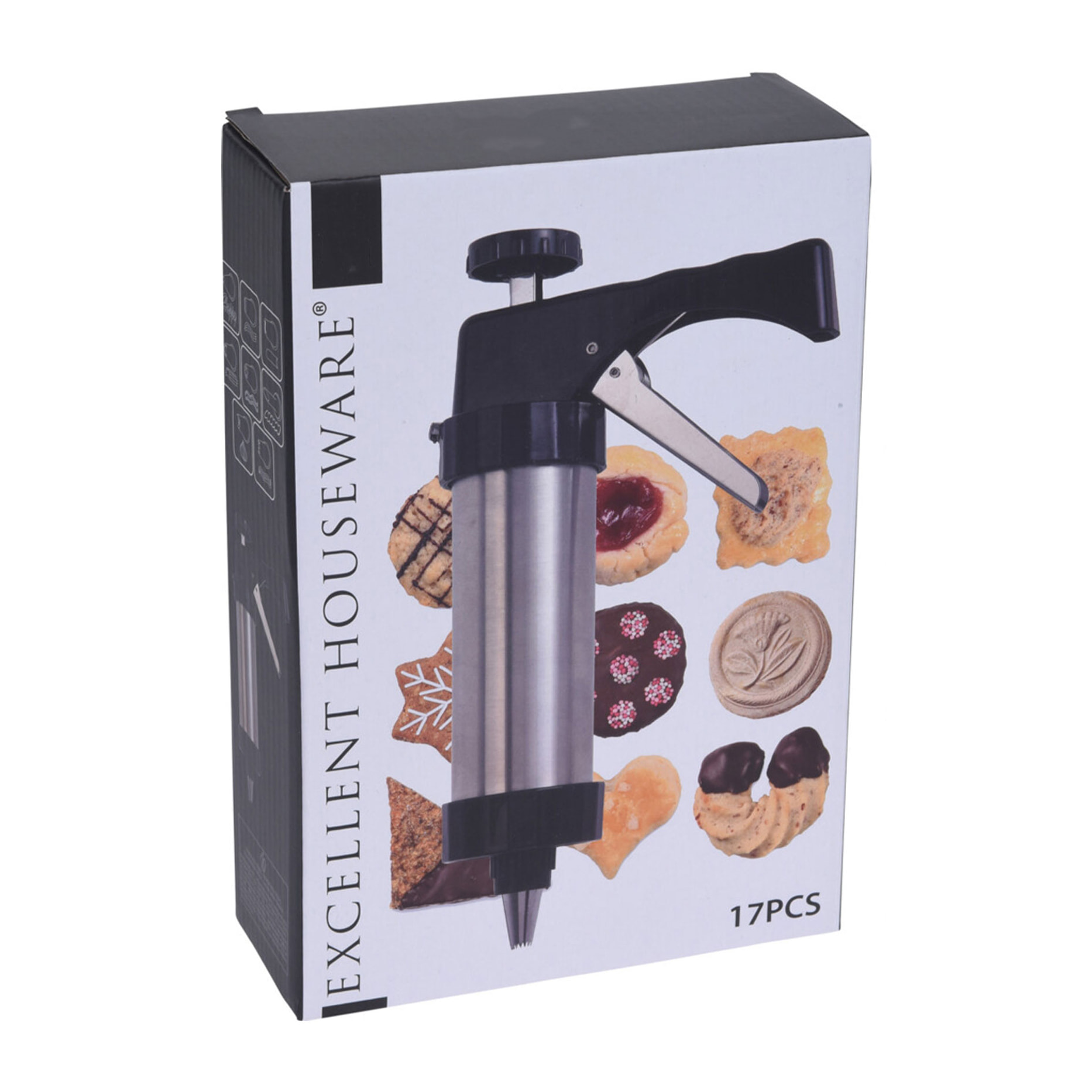 Prensa para galletas: juego de 17 piezas con discos y boquillas de glaseado - versátil y fácil de usar en aluminio y polipropileno