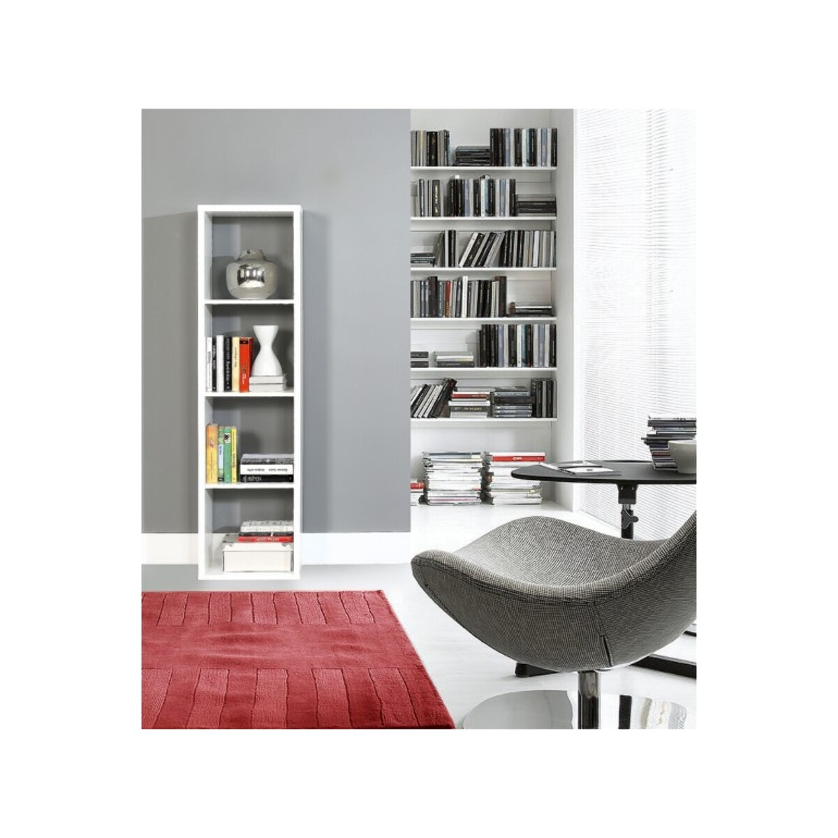 Etagère colonne 4 casiers décor en bois H.142 cm - MAURO