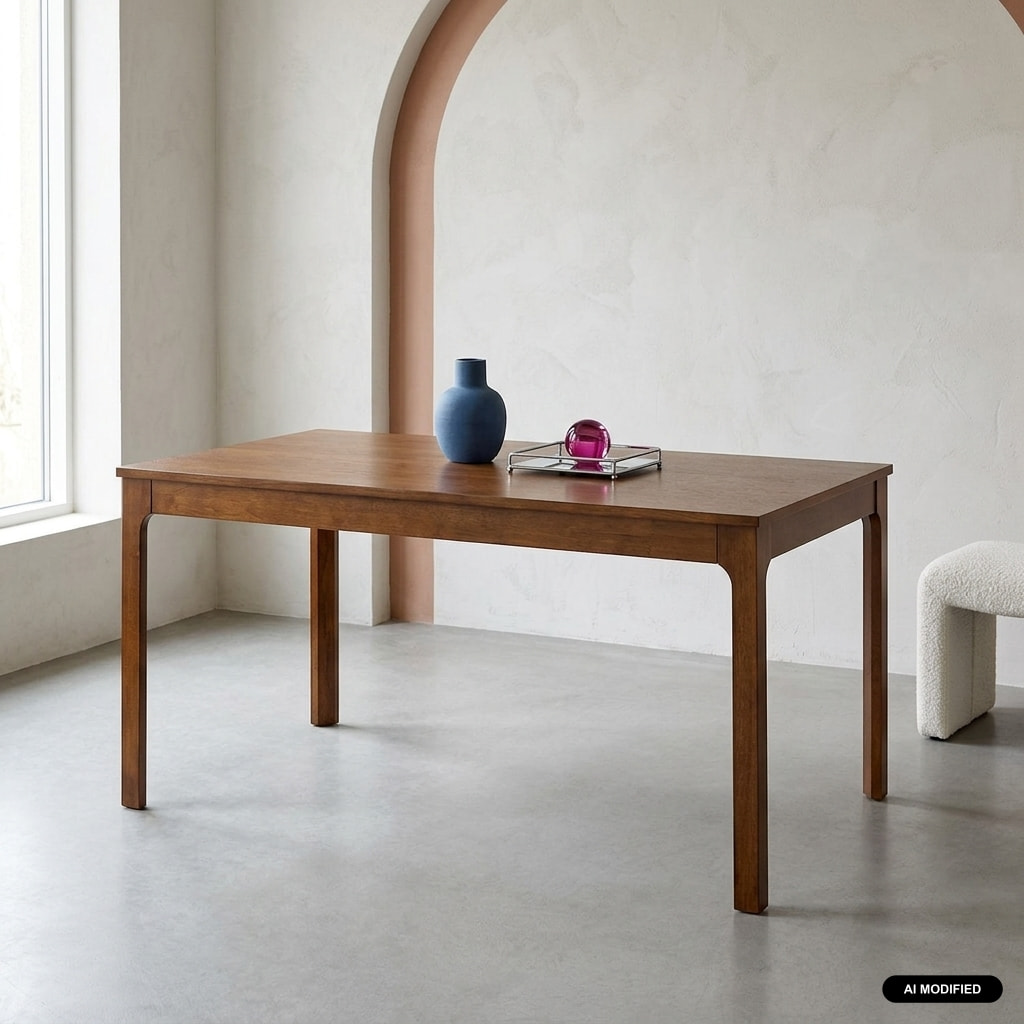Table à manger rectangle extensible bois d'hévéa placage chêne 6-10 places FÉLICIE