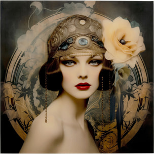 Tableau en verre femme rétro 100x100cm Kare Design