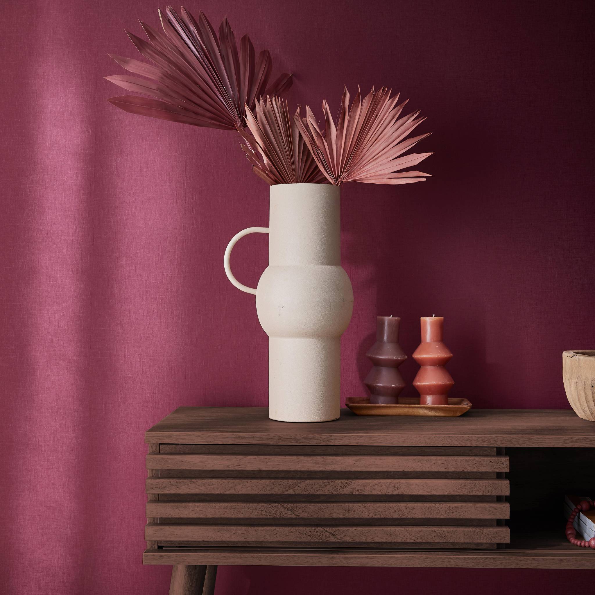 Console scandinave effet bois noyer avec 1 porte coulissante rainurée 2 niches de rangement