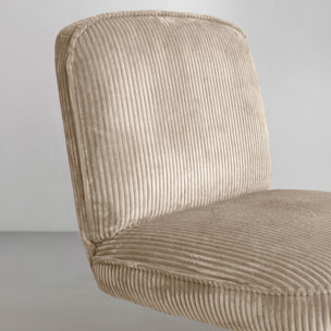 Fauteuil pivotant en velours beige et pied en métal noir FUNKY