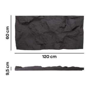 Rushmore - Set 2 pannelli decorativi 3D da parete 120x60x9 cm effetto pietra in PU Grigio Antracite