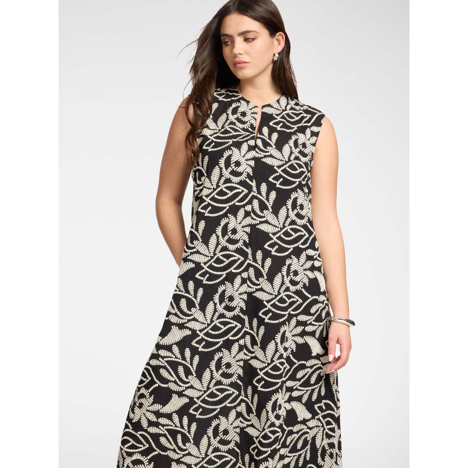 Elena Mirò - Vestido de mezcla de algodón bordado - Negro