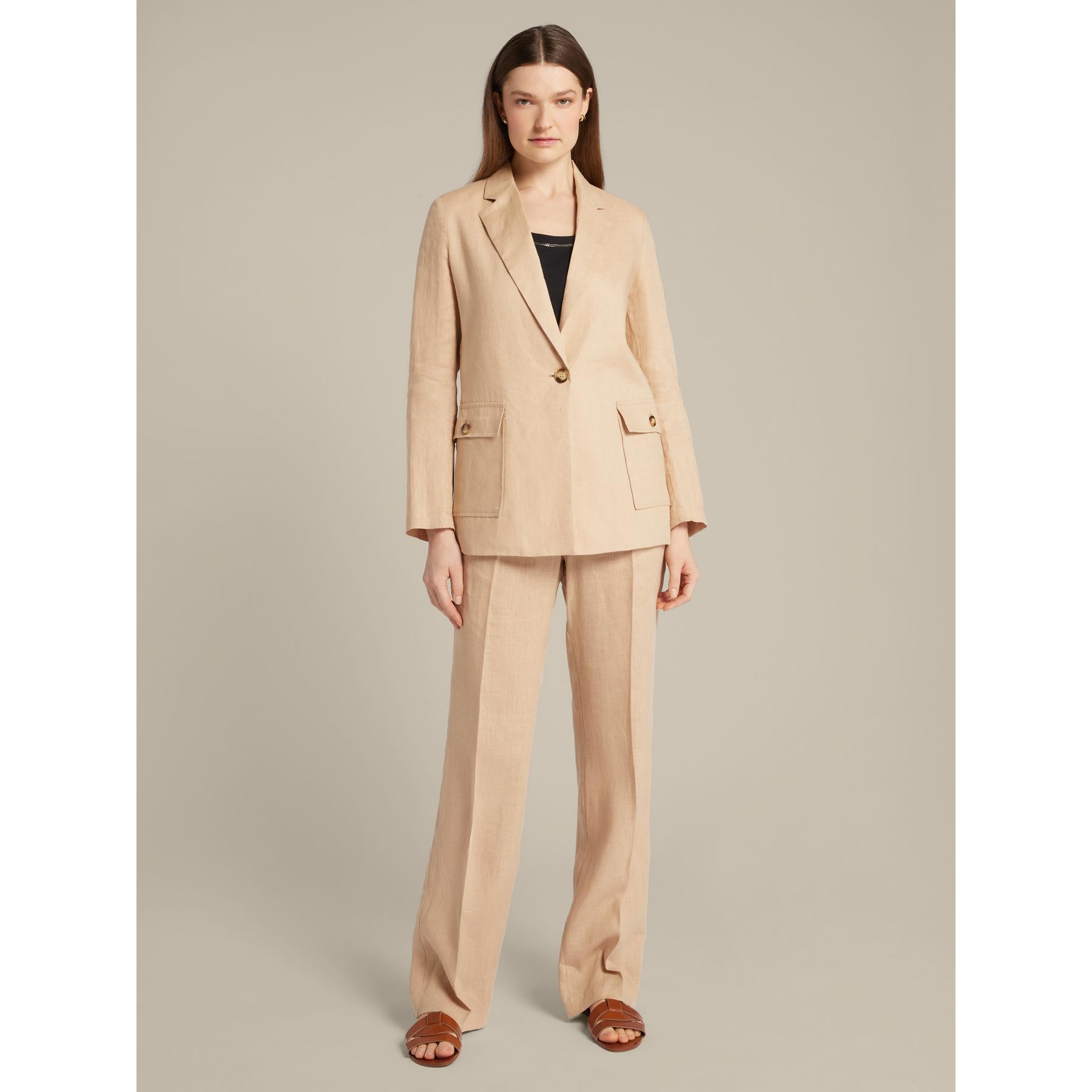 Elena Mirò - Blazer in lino stile sahariana - Beige