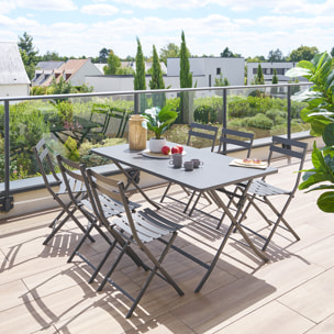 Table de jardin pliante rectangulaire "Greensboro" graphite 6 places en acier