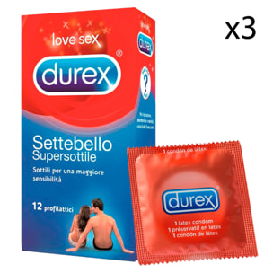 3x Preservativi Durex Settebello Supersottile - 36 Profilattici