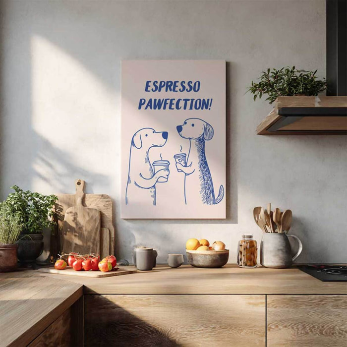 Tableau chiens et café Toile imprimée