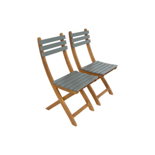 Table de jardin pliante bois d'acacia + 2 assises HILORA