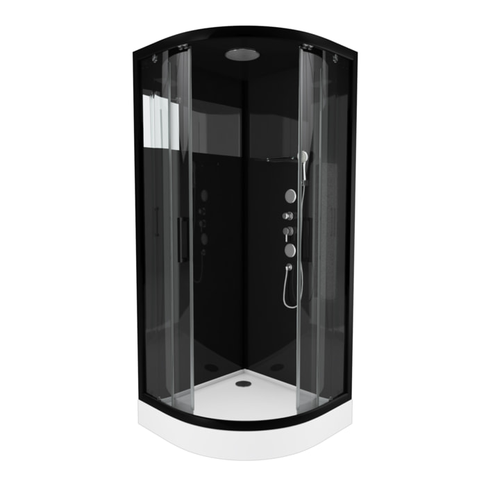 Cabine de douche MIRROR SPACE ROUND 1/4 de cercle 90x90x215cm
