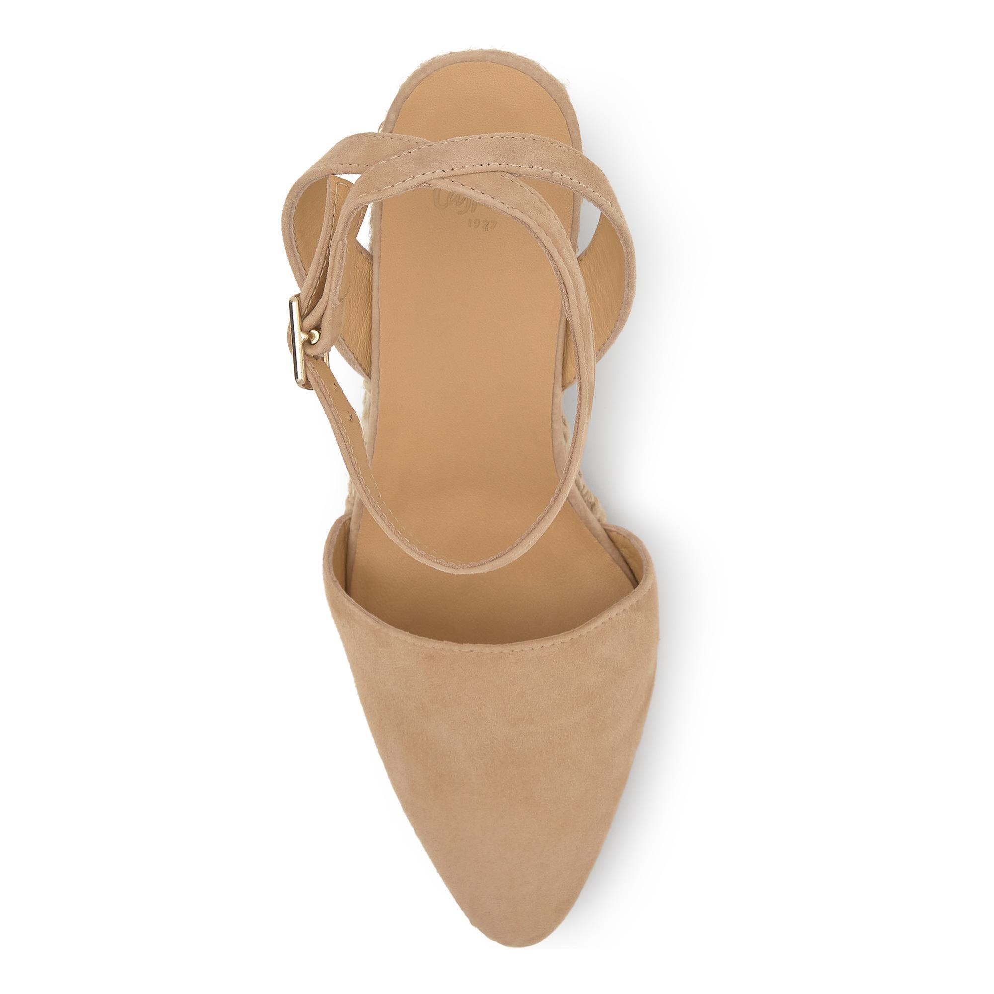 Alpargatas de cuña de mujer Judi en ante con punta afilada y cierre de pulsera