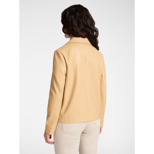 Elena Mirò - Chaqueta boxy en tejido revestido - Beige