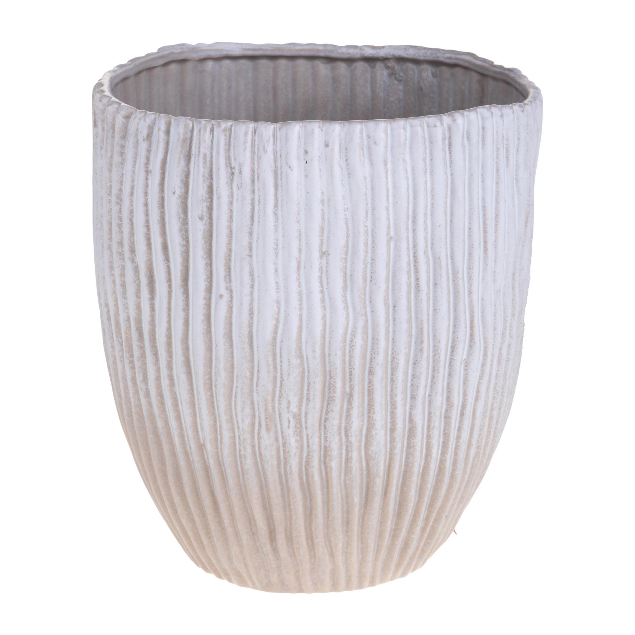 Vaso Rigato - Pezzi 1 - Colore: Beige Bicolore - 29xH31,5x27cm - Bianchi Dino -