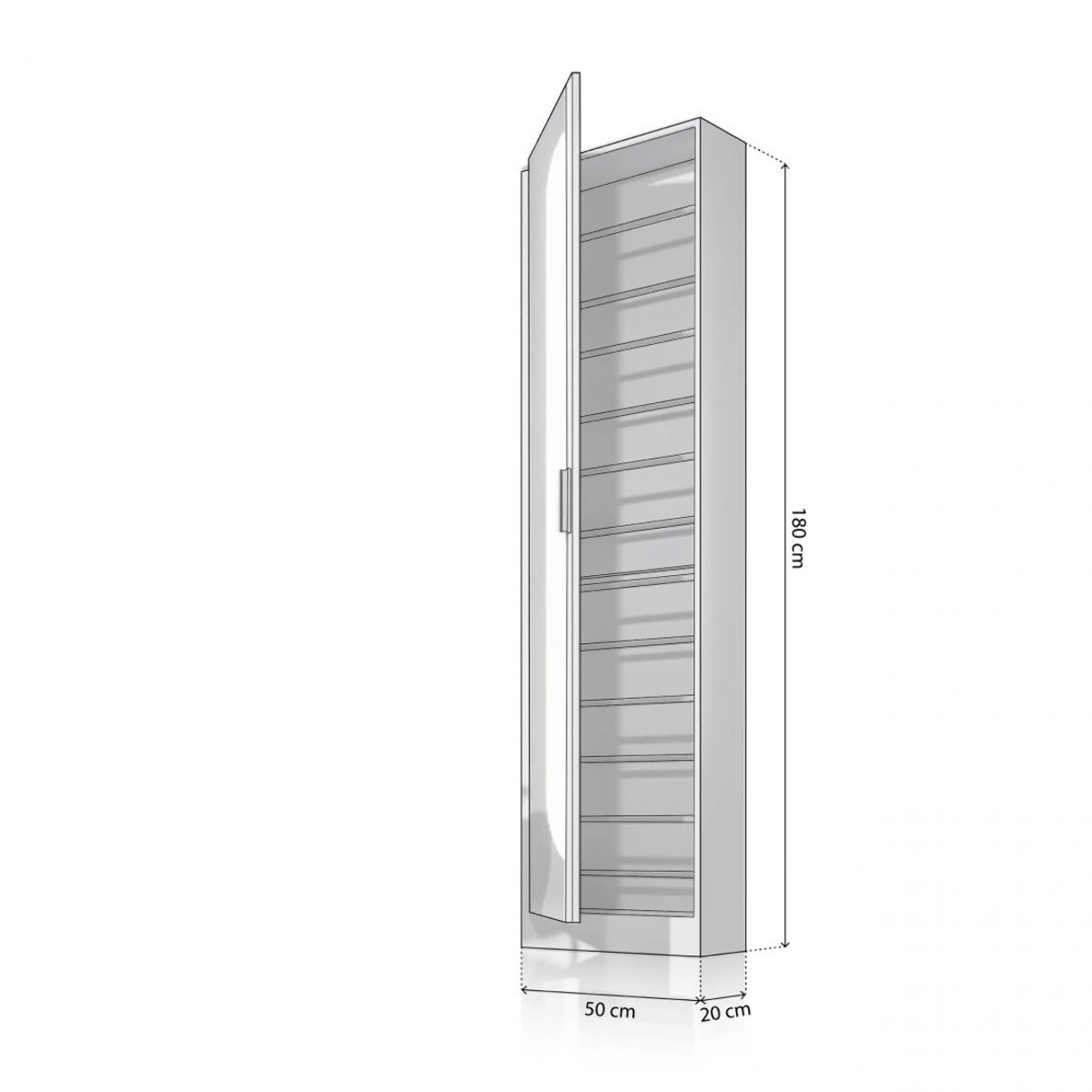 Zapatero con espejo Roma Blanco Brillo