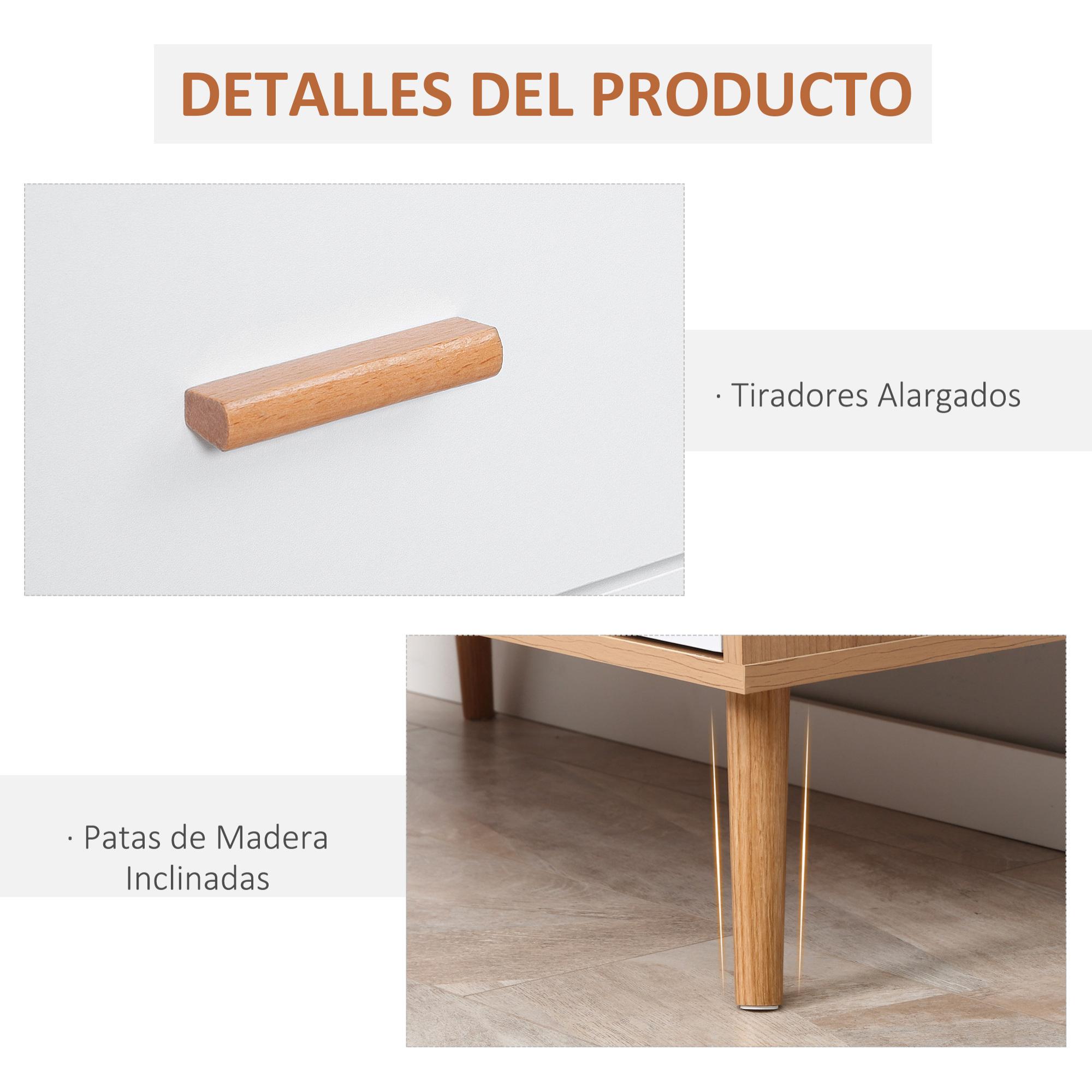 HOMCOM Cómoda de Madera con 3 Cajones Cajonera Armario Auxiliar de Almacenamiento Moderna con Patas Elevadas para Dormitorio Salón 80x39x80 cm Blanco y Natural