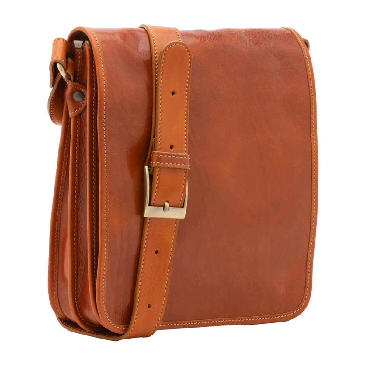 Borsa a tracolla uomo in vera pelle - Modello False - Made in Italy - 29.0 x 24.0 x 9.0 cm