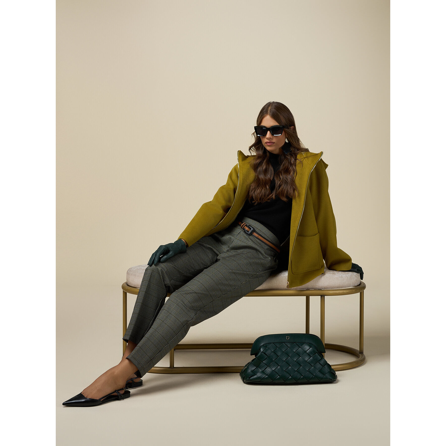 Oltre - Jacquard fabric trousers - Verde