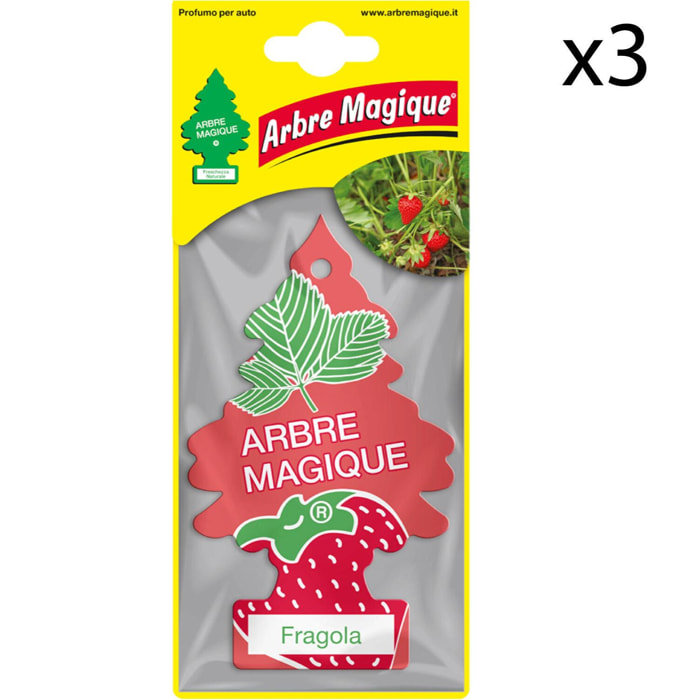 3x Arbre Magique Fruit Profumatore Solido per Auto Fragranza Fragola