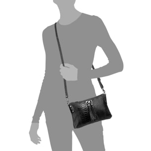 Savina Bolso bandolera Mujer.Piel auténtica Gamuza Grabado Serpiente