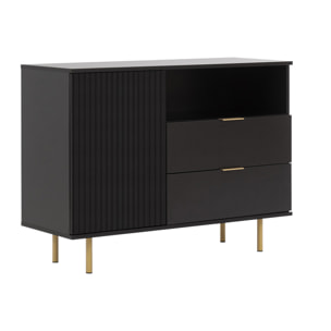 Monica - buffet - noir - 2 tiroirs, 1 porte et 1 niche - 107 cm - Noir