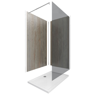 Pack panneaux muraux Wood Stone + paroi FREEDOM 2 FUMEE + receveur WHITNESS