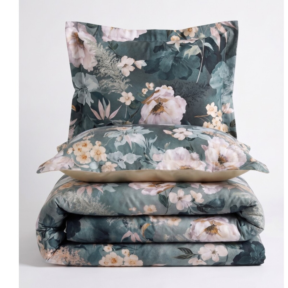 Parure housse de couette et taies oreiller 100% Satin de Coton imprimé