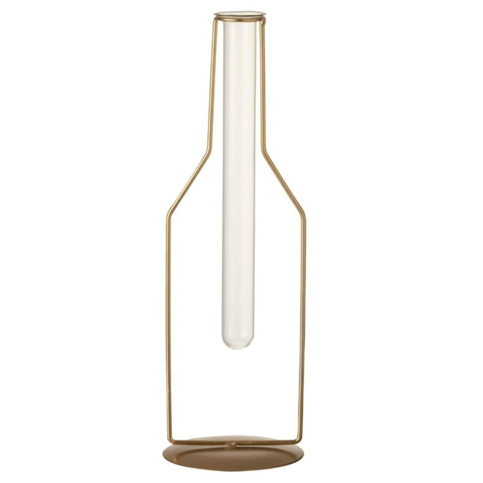 J-Line vase 1 Tube Bouteille - métal/verre - or - large - 33 cm de hauteur