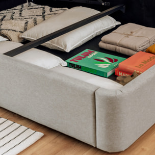 Lit Coffre NOVA tissu gris - Hypnia