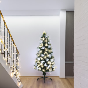 Árbol de navidad de fibra óptica con 135 luces led blanco y blanco cálido y 8 funciones de color h.120cm