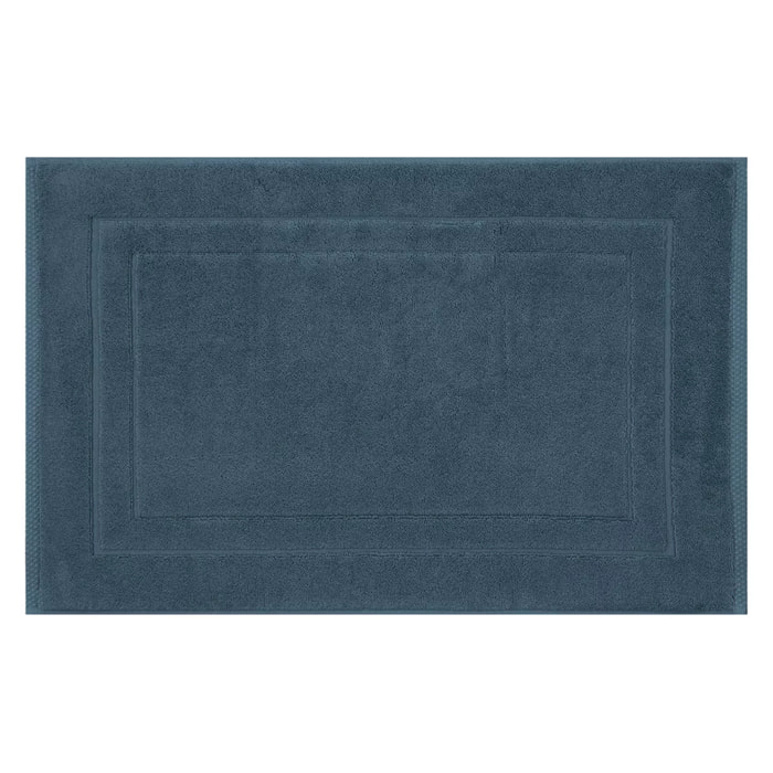 Tapis de bain pur coton 900 g/m² uni bleu Elea bleu ardoise