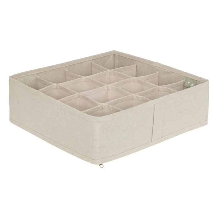 Rangement tiroir "Groomy" 16 compartiments beige 31x31cm