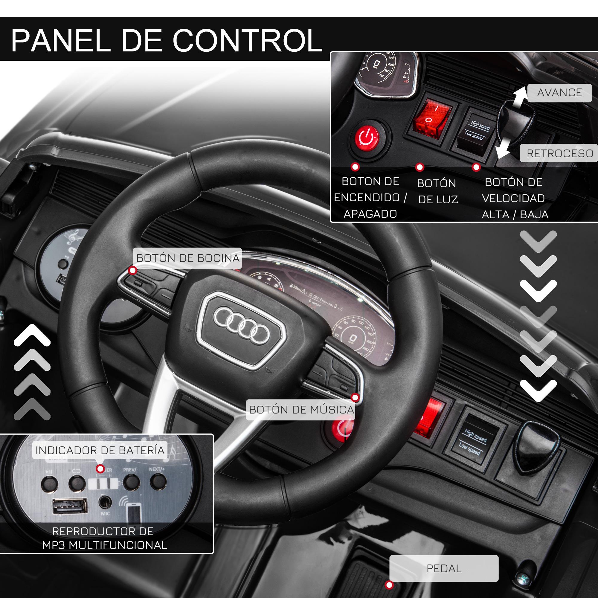 Coche Eléctrico para Niños +3 Años Audi RS Q8 con Batería 6V Mando y Luces Negro